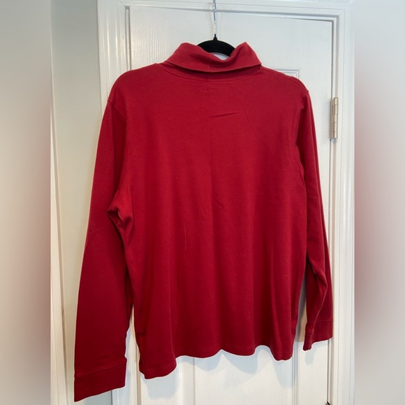 L.L. Bean Size XL Long Sleeve Cotton Turtleneck Pullover Shirt Dark Red Layer - Picture 5 of 11